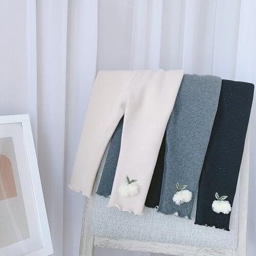 2020 Winter Toddler Girl Thicken Leggings 1 2 3 4 Y Baby Girl Fashion Solid Plus Velvet Slim Leggings Kids Sequins Skinny Pants