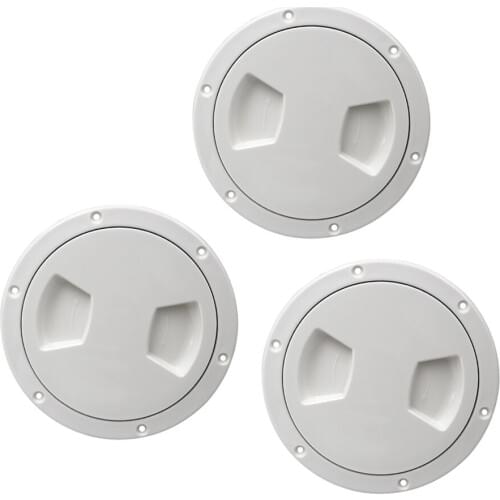 3pcs Marine Boat RV White 5" Access Hatch Cover Twist Out Deck Plate Screws