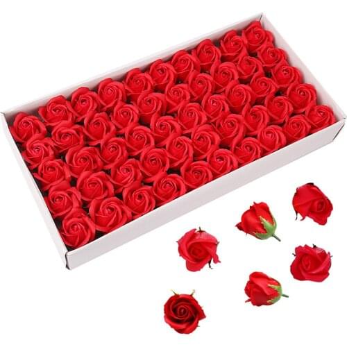 50Pcs/lot Rose Bath Body Flower Floral Soap Scented Rose Flower Essential Wedding ValentineS Day Gift Holding flowers