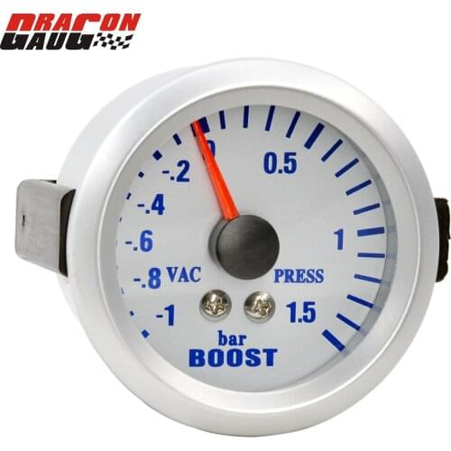 52mm 2 Inch Auto Car Turbo Boost -1~1.5 Bar Gauge Turbin Blue Backlight Vac Press Instrument modification Mete Clock