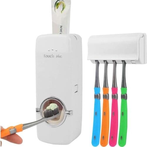 Automatic Toothpaste Toothbrush Holders Anti-dust Wall Mount Punch Free Toothpaste Squeezer Dispenser Toothbrush Holder Wall