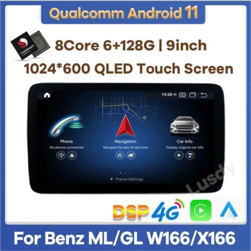 Snapdragon Android 10.0 Car Multimedia Player GPS Radio for Mercedes Benz ML-Class W166/GL X166 2012- 2015 8Core 4+64GB 4G LTE
