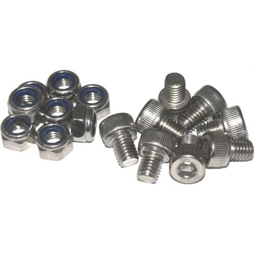 M8x10mm 304 Stainless Steel Hex Bolt Socket Head Cap Screws with Nylon Insert Hex Lock Nuts 25pcs