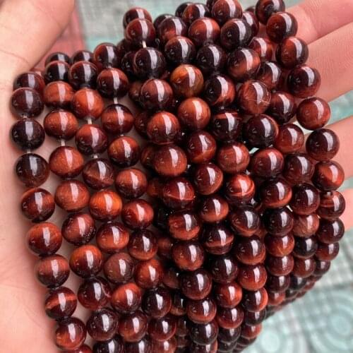 7A Grade Natural Red Tiger Eye Stone Beads 4-12mm 15'' Strand Round Loose Gemstones Spacer Beads DIY Bracelet For Jewelry Making