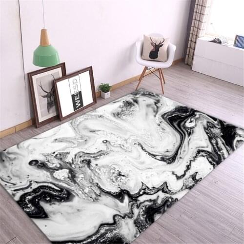 Black White Marble Rug Abstract Nordic Carpet Living Room Center Table Rug Home Decor Bedroom Floor Mat Sponge Bath Mat