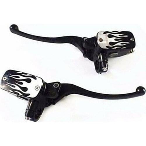 Black 7/8" Flame Handlebar Brake Clutch Lever For Universal Motorcycle Cruiser