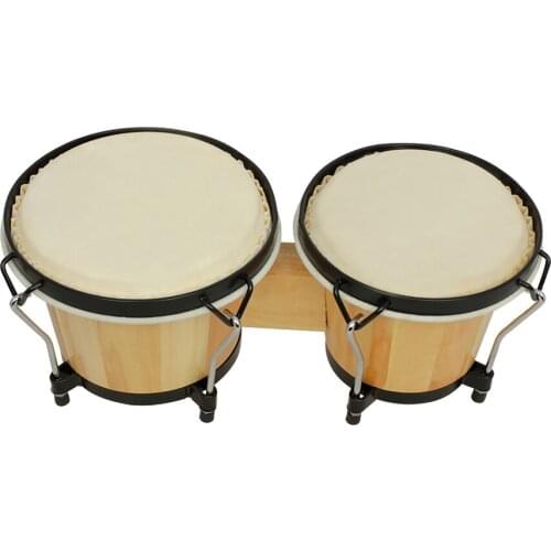 Wooden African Bongos Drum Percussion Musical Instruments Thick Goatskin Kids Early Learning Educational Music Toys Send Wrench
