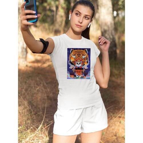 Tiger and Panda Cool Tshirt Instagram Hip Hop Women Clothing Oversize Harajuku Hipster Short Sleeve Streetwear 2021 Summer New