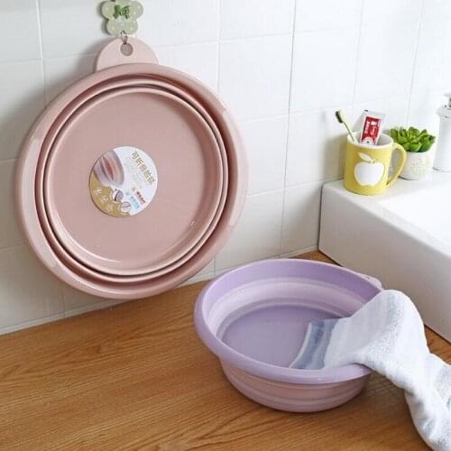 Hot sale 3pcs/set creative folding washtub sets plastic hung thick washbasin household folding washbasin