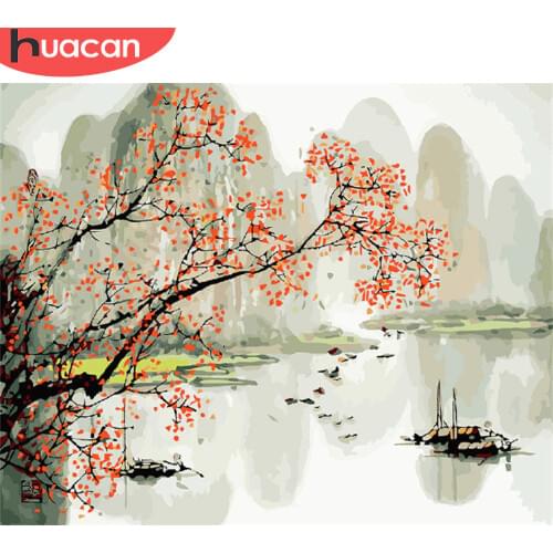HUACAN Oil Painting By Number Nature Drawing On Canvas DIY Pictures By Numbers Scenery Kits Hand Painted Paintings Home Decor