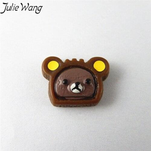 Julie Wang 10pcs/pack Resin Brown Cute Bear Biscuits Jewelry Accessories For Birthday Present Best Gift Cake Shop Wedding Cute