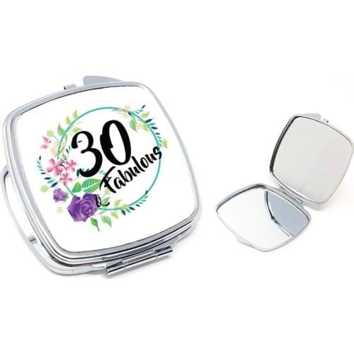 30 & Fabulous Makeup Cosmetic bag Compact Mirror thirty 30 years old 30th Birthday Party Anniversary Decoration gift present