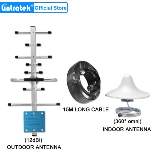 Lintratek Mobile Phone Signal Booster Accessories Yagi Outdoor Antenna 12dBi 2g 3g 4g 15 Meters Coaxial Cable Indoor Antenna