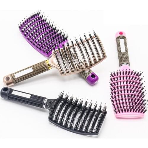 Girls Hair Scalp Massage Comb Hairbrush Bristle Nylon Women Wet Curly Detangle Hair Brush for Salon Hairdressing Styling Tools