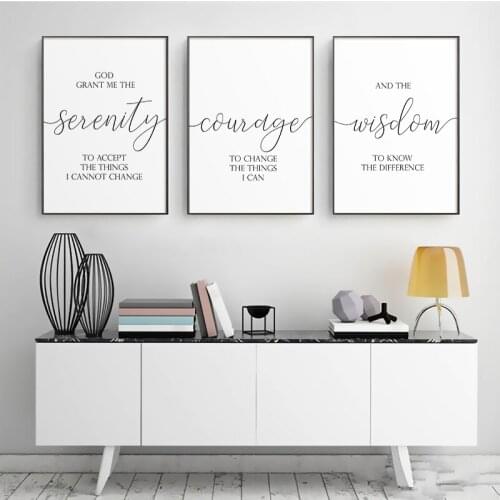 Minimalist Nordic Canvas Painting Poster and Print Serenity Praye Sign Bible Verse Christian Wall Art Picture Mordern Home Decor
