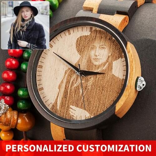 BOBO BIRD Personalized Watch Customized Photo Wooden Wristwatches Christmas Gift Birthday Present Anniversary Gift reloj hombre
