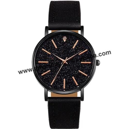 Wholesale Fashion Womens Rhinestone Leather Watch No Logo Alloy Quartz Wristwatches Glitter Powder 8636 Watches