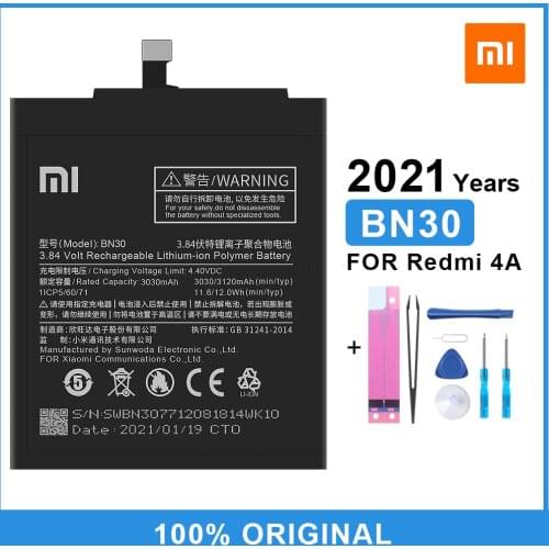 XiaoMi Original Phone Battery BN30 For Redmi 4A Hongmi 4A High Capacity Polymer Replacement Battery 3120mAh With Free Tools