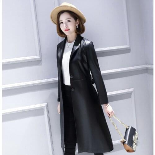 4040 Autumn Women Genuine Leather Jacket Sheepskin Coats Real Leather Jackets Long Trench Coat Female Outwear KQN47553