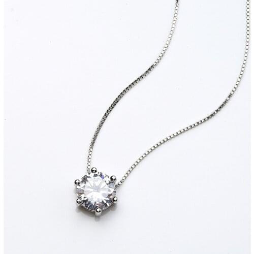 925 Sterling Silver Box Chain Crystal Round Bead Charm Necklace For Women Wedding Party Jewelry Accessories Choker dz512