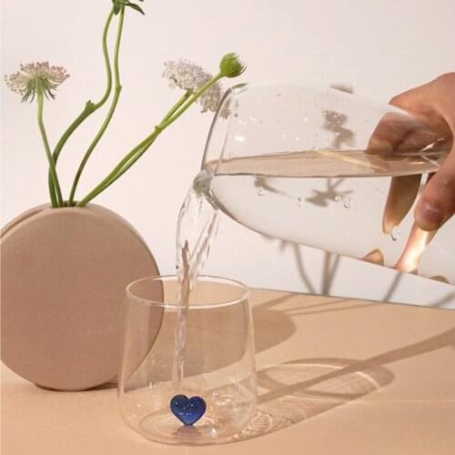 INS Nordic Transparent Heart Coffee Glass Cup Home Decor Tea Milk Wine Drinkware Glass Breakfast Cute Couple Gifts Cup