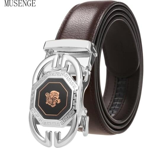 Luxury Designer Men Belt Leather Waist Belts Automatic Buckle Tiger Pattern Fashion Superior Quality Classic Golden Silver Black