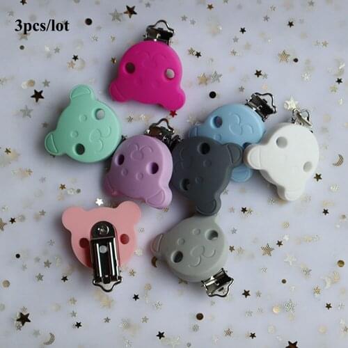 3Pcs/lot Bear Silicone Clips DIY Baby Pacifier Holders Dummy Teether Soother Nursing Baby Toys Animal Mordedor Teething Clips