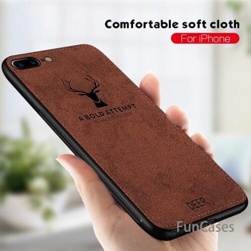 Cloth Texture Phone Case For iPhone 7 8 6 S 6S Plus XR X XS Max Deer Pattern Cases Back Cover Anti-dirt Bags Cases TPU Bumper