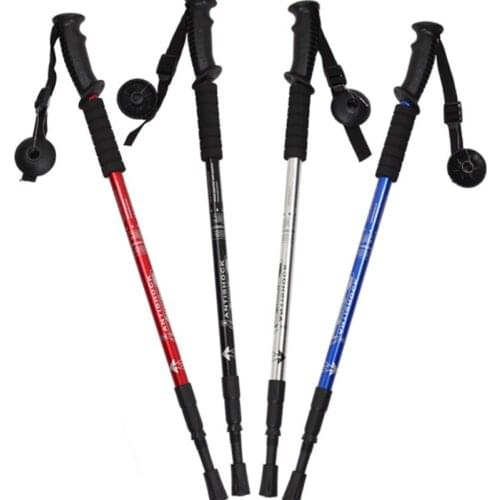 Aluminum Alloy Trekking Poles Ultralight Camping Walking Poles Outdoor Tips Protectors Anti Shock Adjustable Hiking Canes