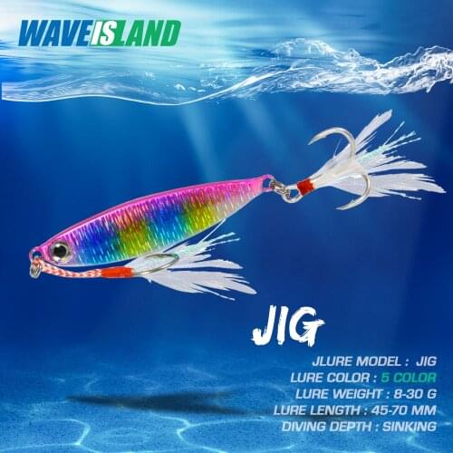 WAVEISLAND Bass Fishing Jigs 7cm 7-30g Holographic Trolling Saltwater Lures Metal Jig Fishing Lure Isca Artificial Fish Tackle