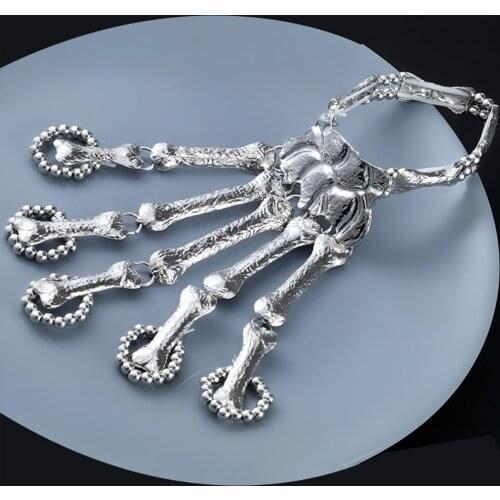 Punk Skull Finger Bones Joint Women Bracelet for Halloween