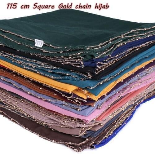 115cm Square Hijab Bubble Chiffon Scarf Glitter Plain Shawls Muslim Scarves Headscarf Solid Wraps Headband Scarves 10pcs/Lot