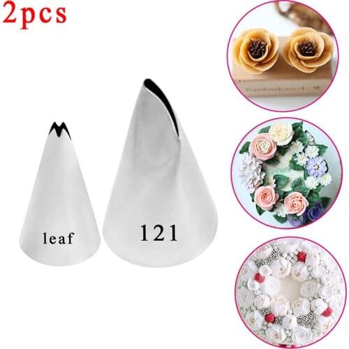 2PCS Large Size Stainless Steel Rose Flower Cream Piping Nozzles Cupcake Nozzles Baking Decoration Cake Decorating Tools #121