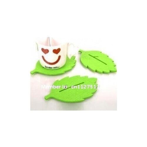 20 PCS/LOT creative felt cloth cute bear coaster insulation home leaf coaster wholesale cup mats