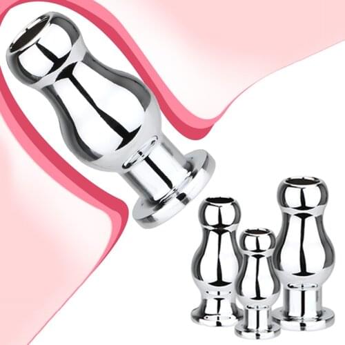 2020 New Metal Hollow Anal Plug Anal Dilator Butt Plug Douche Enema Syringe Anal Sex Toys For Woman Men Gay