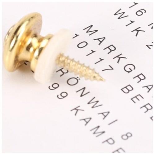 3x Gold Mushroom Head Strap Button w Screw for Electric Acoustic Bass Guitar