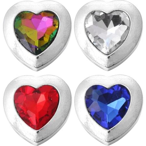 5pcs/lot New Snap Jewelry 18mm Snap Buttons High Quality Rhinestone Heart Snap Button For Women Leather Metal Snap Bracelet