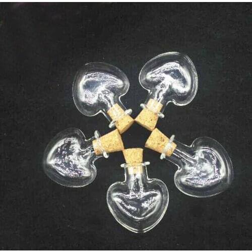 50sets/lot mini empty wishing Glass Bottle heart shape Vial Cork Stopper Jar with Corked Container Mini DIY Empty Pot