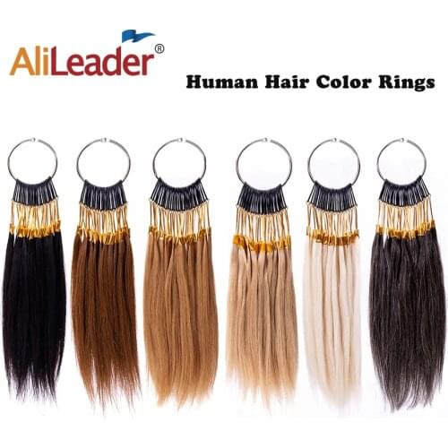 Alileader New 6Colors 100% Human Color Ring For Hair Extensions Salon Hair Dyeing Sample Dye Any Color Color Chart Swatch Rings