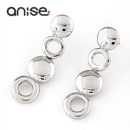 Anise Hot Sale Connection Circle Earrings Long Paragraph Classic Wild Minimalist Style Earrings Female Ear Jewelry Wholesale