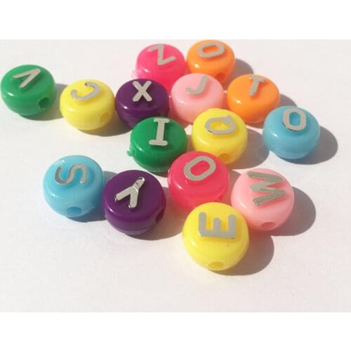 Free Shipping 1600pcs 6*10mm Flat Coin Round Shape English Alphabet Jewelry Beads Plastic Initial Letters Loose Lucite Beads