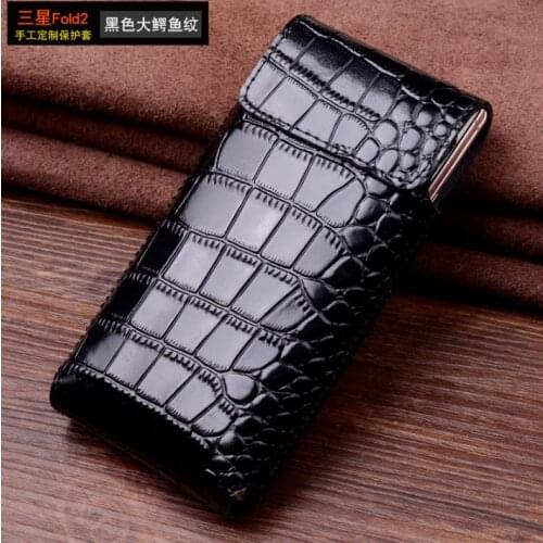 Genuine Leather Case for Samsung Gaxlay Z Fold 2 5G Flip Case Cover for Samsung Z Fold 2 Fold2 Genuine Leather Flip Phone Case