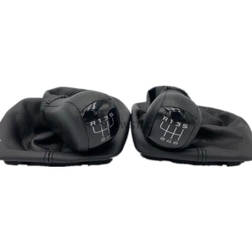 For Skoda Octavia 2 A5 2004-2010 5 6 Speed Manual Gear Shift Knob Lever Pen Black Gaiter Boot Cover Case