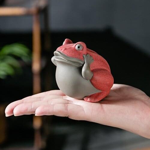 Travel Frog Colorful Sand Pottery Tea Pet Little Frog Decorates Purple Sand Pet Frog Accessories