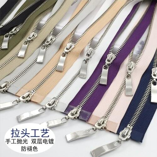 Double sliders zipper two way metal brass zip for coat down jacket zipper repair 80cm 100cm 120cm 1piece colorful high quality