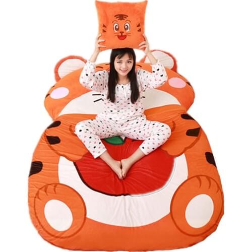 Fancytrader Cartoon Animal Tiger Tatami Giant Stuffed Soft Beanbag Bed Carpet Mat Sofa