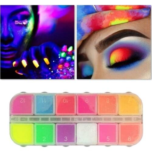 Fluorescent Powder Nail Powder Glitter Neon Pigment Gradient Pigments Manicure Nail Art Decorations Makeup Eyeshadow 12 Colors