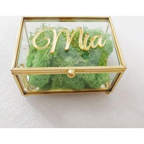 Custom Wedding Ring Bearer, Personalized Name Wedding Ring Box Glass Box Glass Ring Holder Box, Personalized Jewelry Box