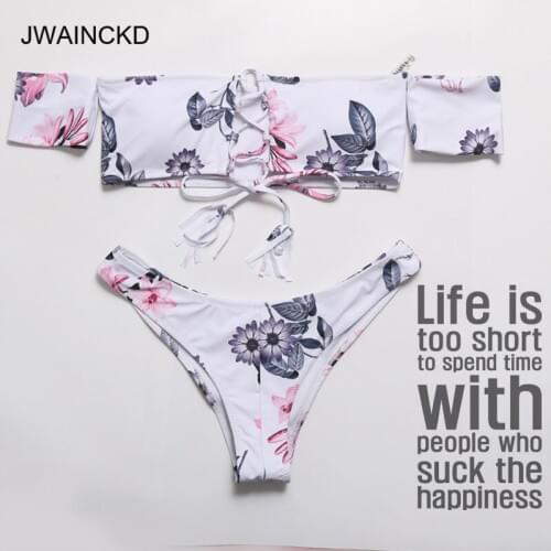 JWAINCKD Sexy Bandeau Bikinis Swimsuit Push Up Swimwear Women Brazilian Bikini Set Bathing Suit Strap Warp String Biquini Mujer