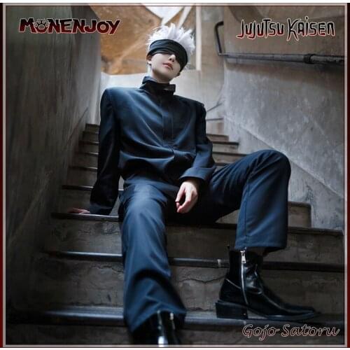 Monenjoy Jujutsu Kaisen Gojo Satoru Cosplay Uniform Anime Top Pants Eyepatch Cos Costume